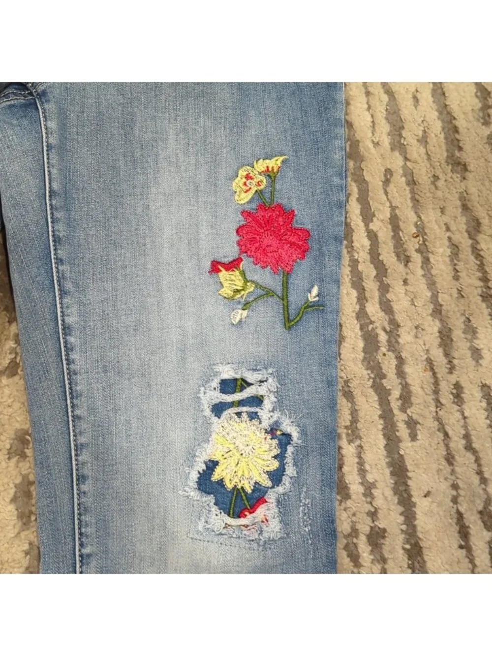 French Dressing Jeans with floral embroidery